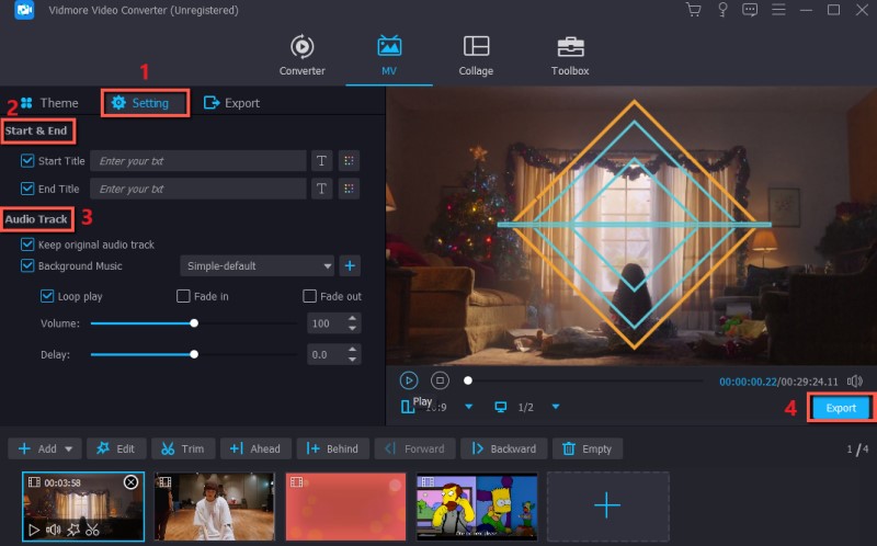 MV の設定を調整