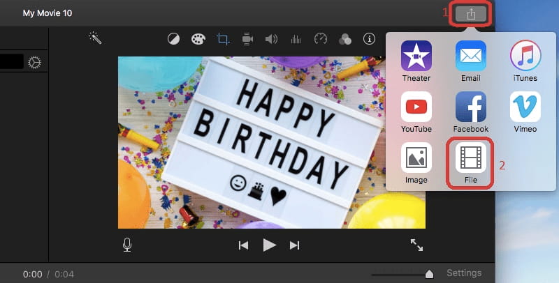 iMovie Macで動画を書き出す