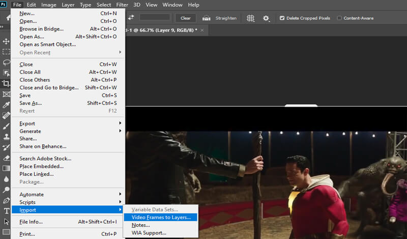 PhotoshopにMOVファイルを読み込む