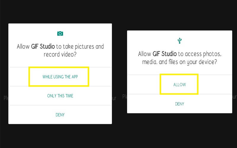 GIF Studio 権限を許可