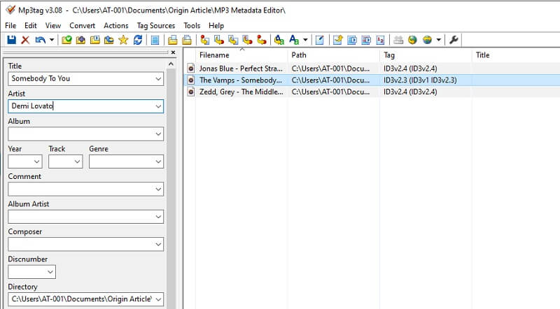 Mp3tagのインターフェース