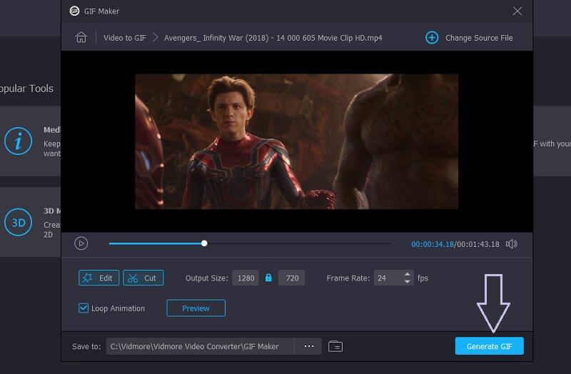 Vidmore VC 動画をGIFとして保存