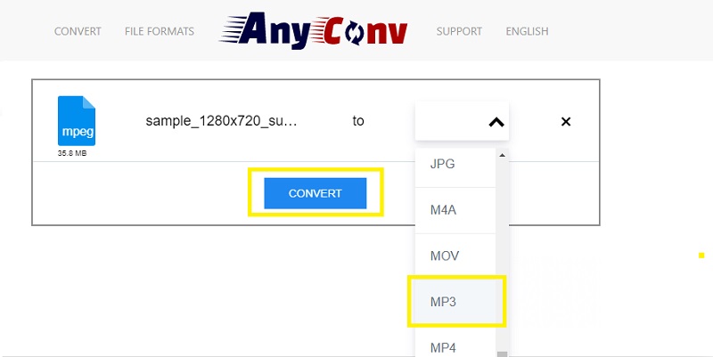 AnyConv ファイルを変換 MPEG から MP3 へ