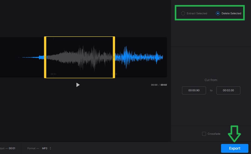 Clideo オーディオカットの書き出しで MP3 ファイルをトリミング