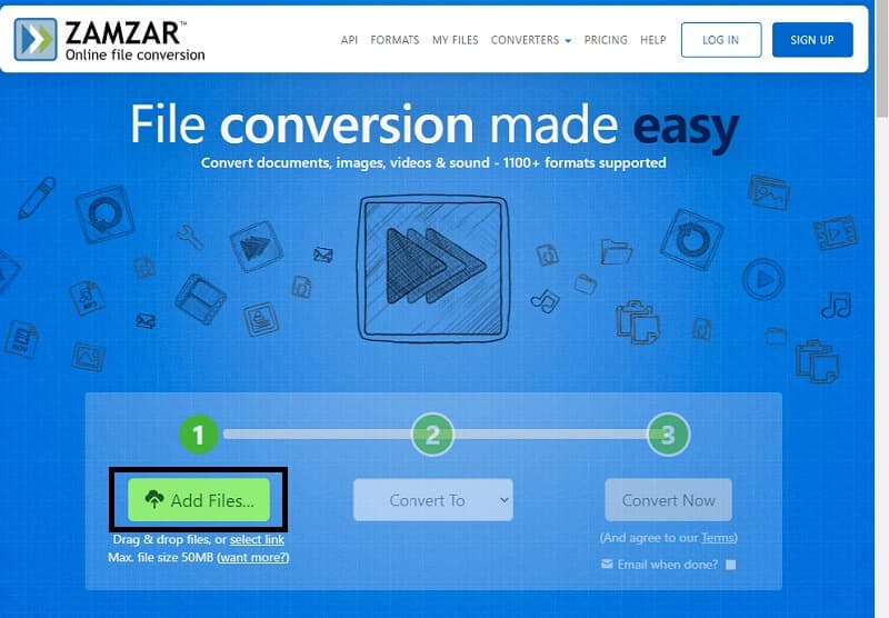 Add Files Zamzar