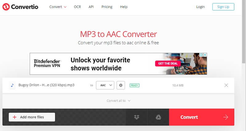 Convertio メイン画面