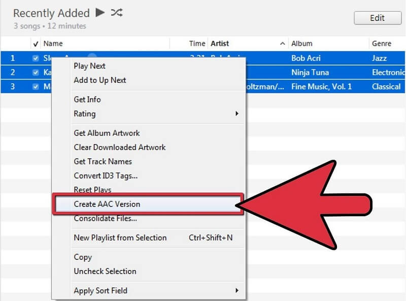 iTunes WAV から AAC に変換