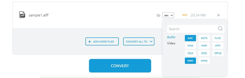OnlineConvertFree インターフェース 音声→WAV