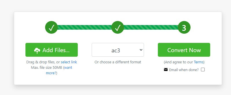 ZamzarでAACをAC3に変換