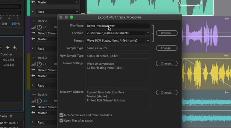 Adobe Audition オーディオを書き出し