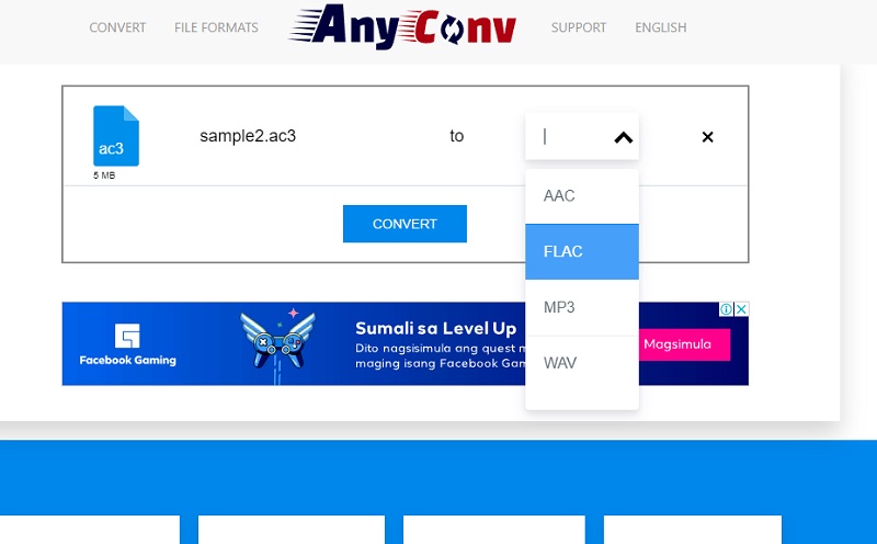 Anyconv AC3をFLACに変換