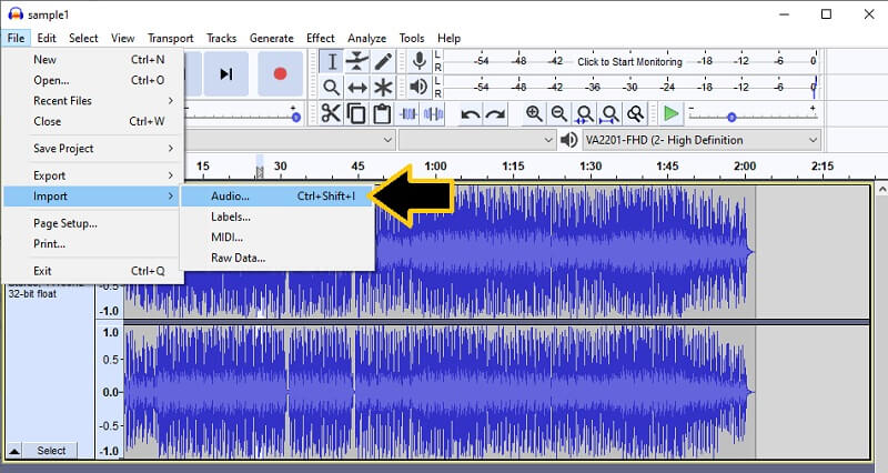Audacity 音声ファイルを追加