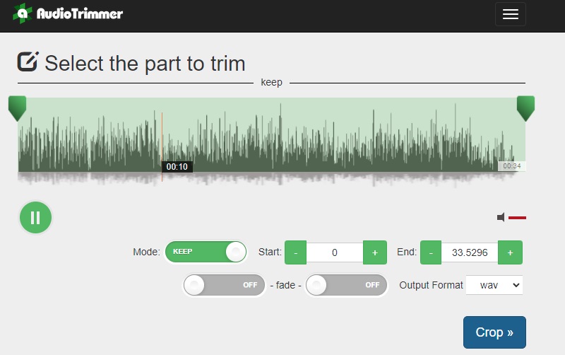 Audio Trimmer で WAV オーディオをカット
