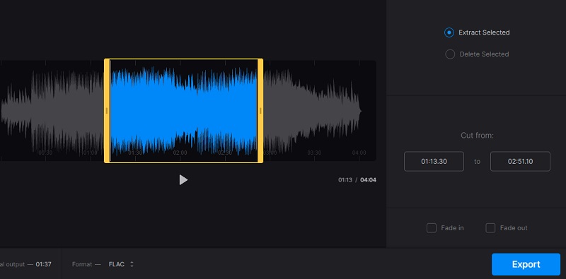 Clideo FLAC オーディオファイルをカット