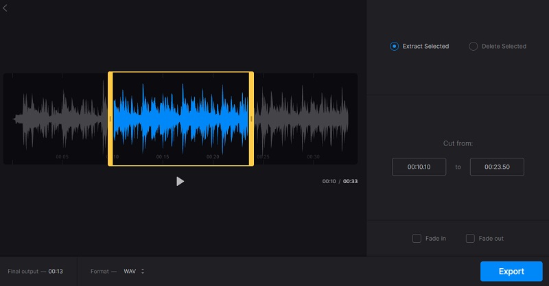 Clideo で WAV ファイルをカット