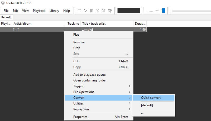 Foobar 2000 FLAC ファイルを変換