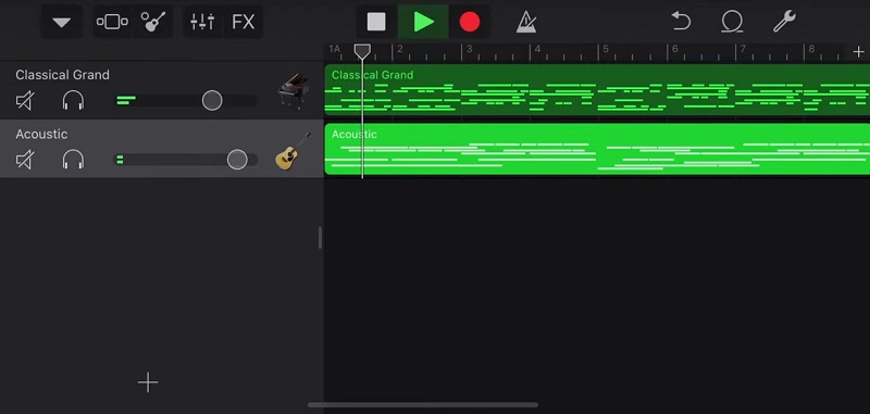 GarageBand オーディオ編集インターフェース