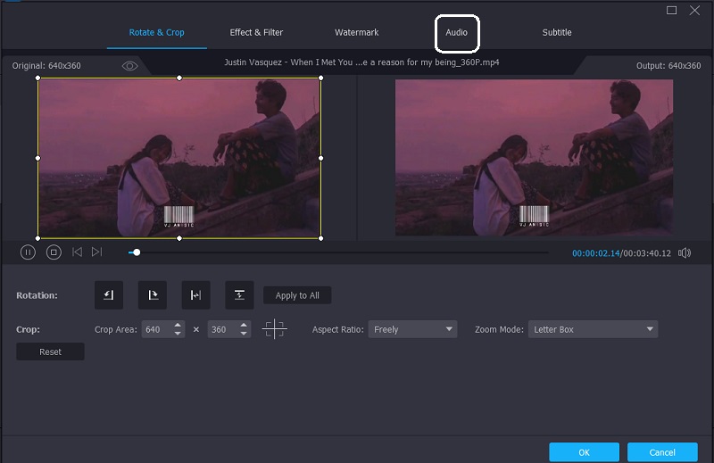 Vidmoreでオーディオ設定に進む