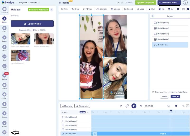 Invideo インターフェース