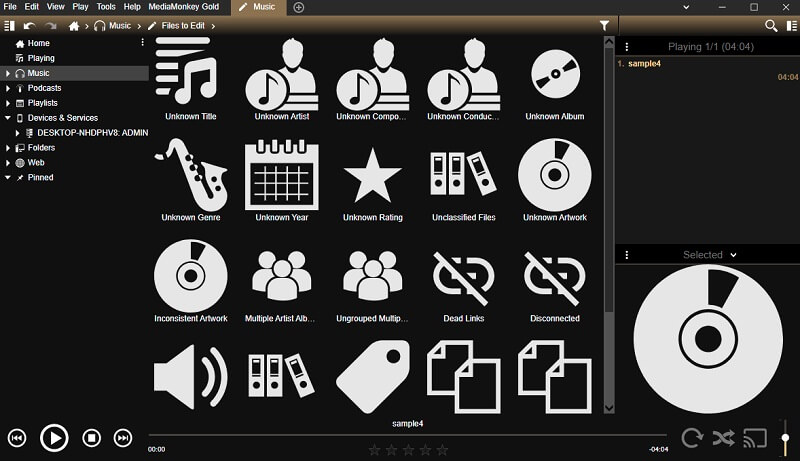 Mediamonkey メインインターフェース