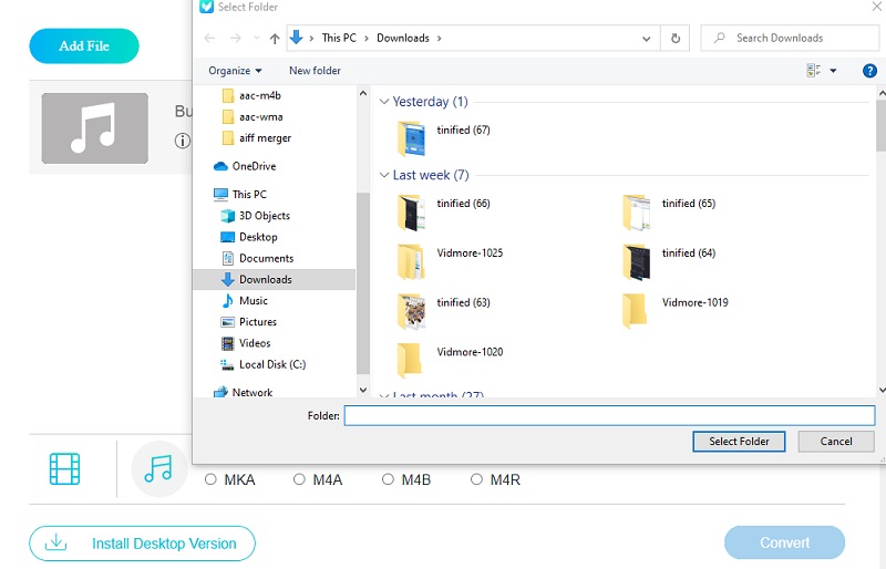 オンライン版 Vidmore で WMA に変換