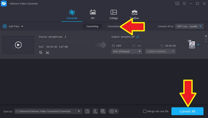 Vidmore AACをAIFFに変換