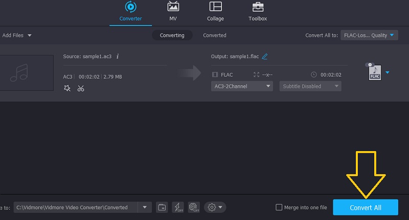 Vidmore AC3をFLACに変換