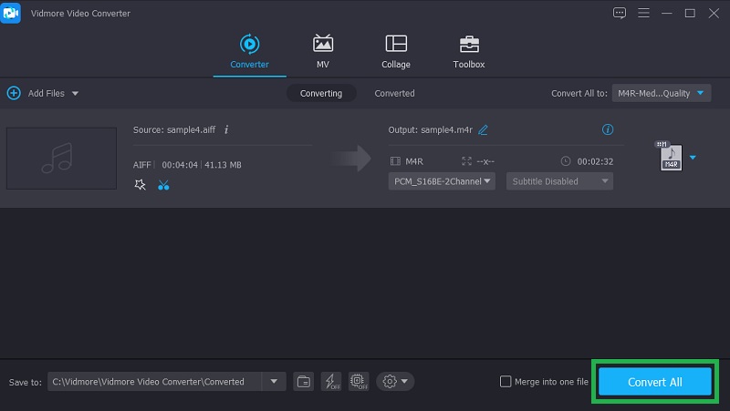 Vidmore AIFF から M4R に変換