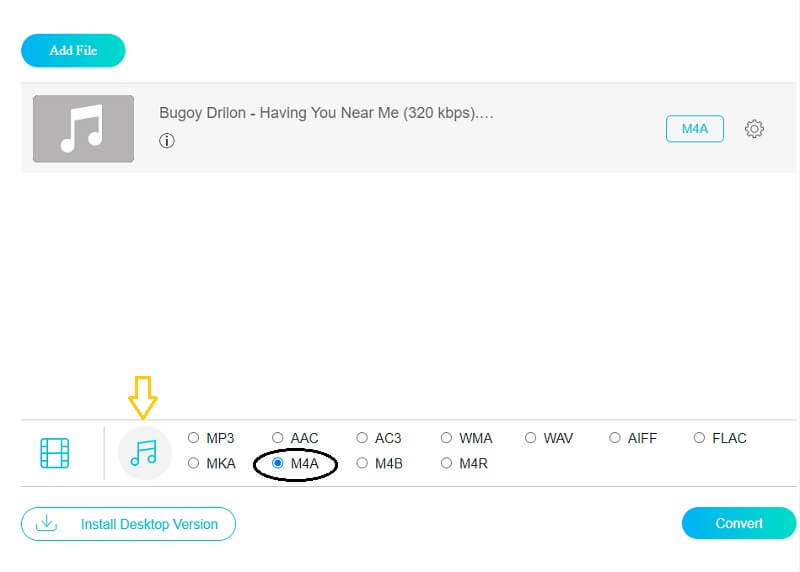 Vidmore オンライン 形式選択