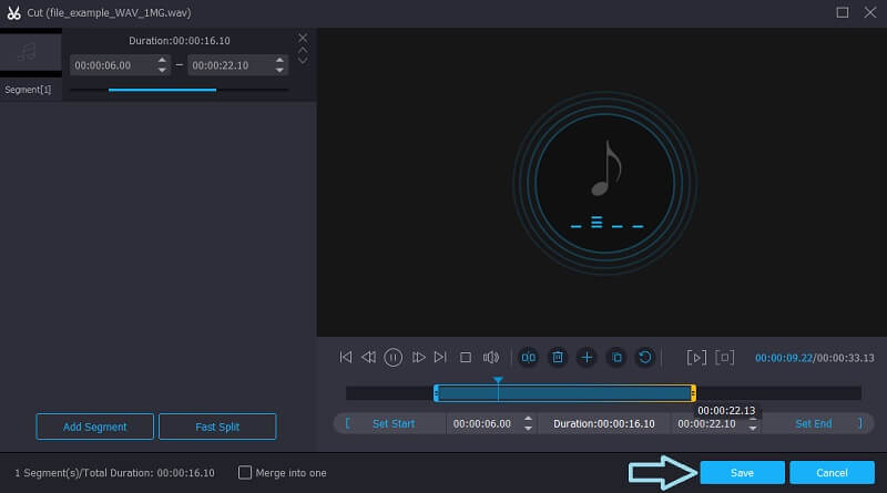 Vidmore VC WAVファイルをカット