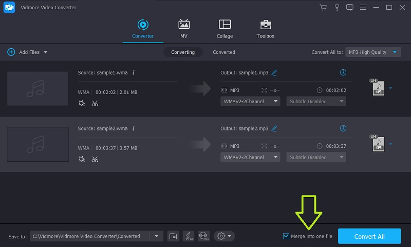 Vidmore VC WMA楽曲の結合