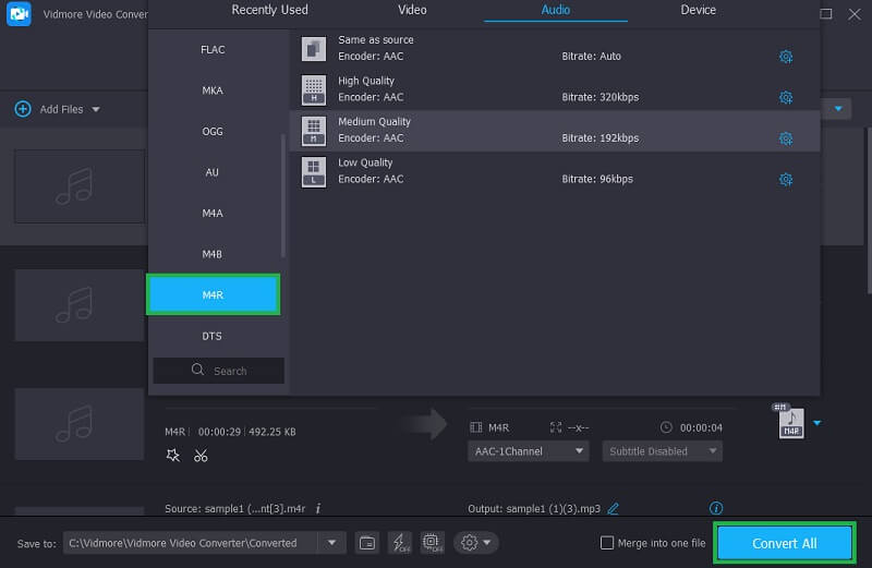 Vidmore VC で M4R 出力を保存
