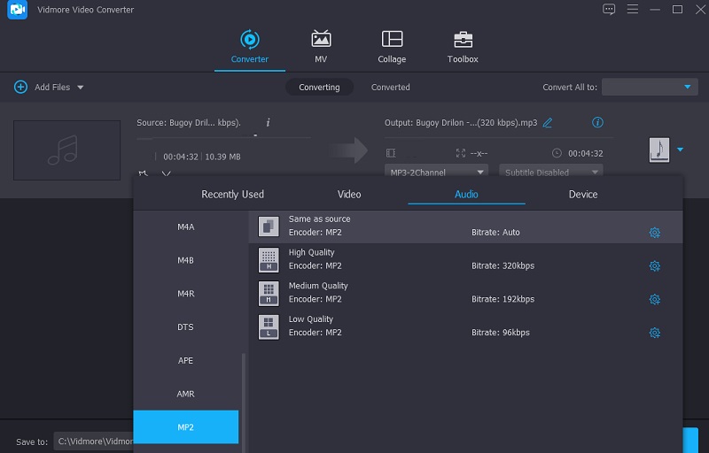 形式を選択（Vidmore）