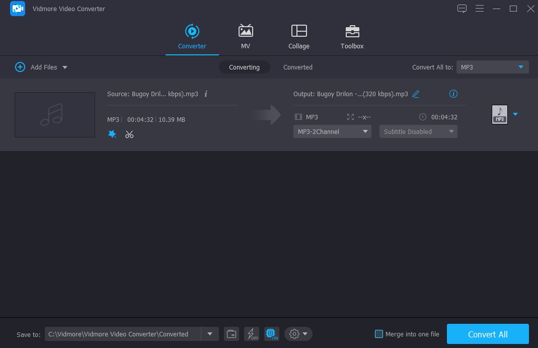 Convert The Improved Audio Vidmore（Vidmore で改善した音声を変換）