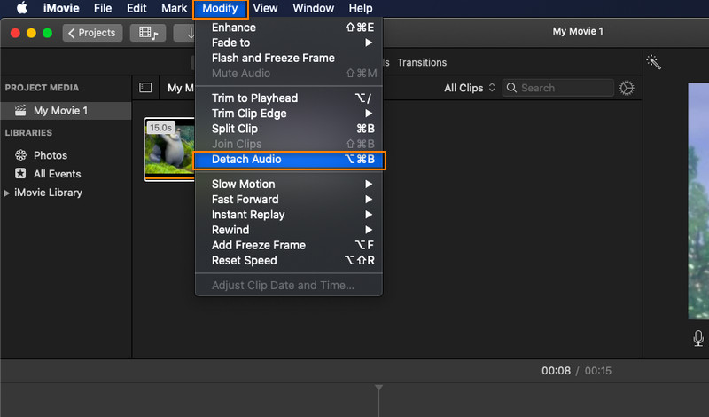 iMovie 音声を分離