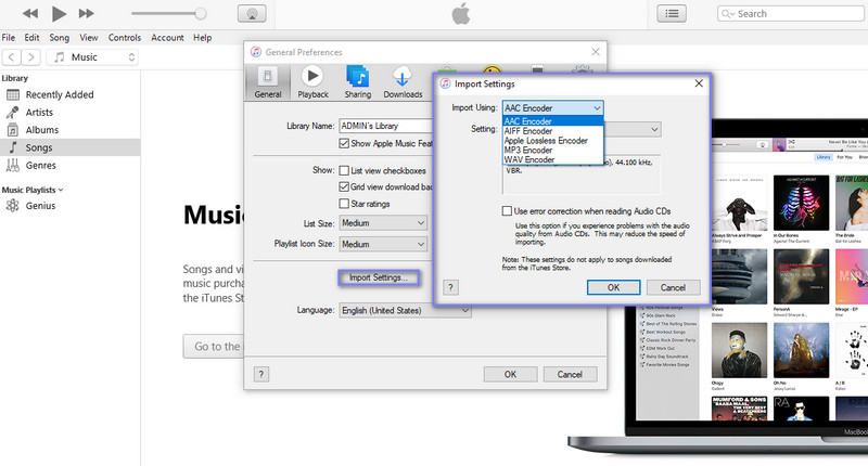 iTunes エンコーダー設定