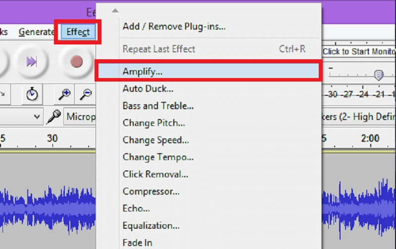 音量を上げる（Audacity）