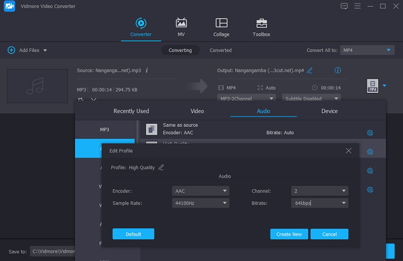 オーディオ設定に移動