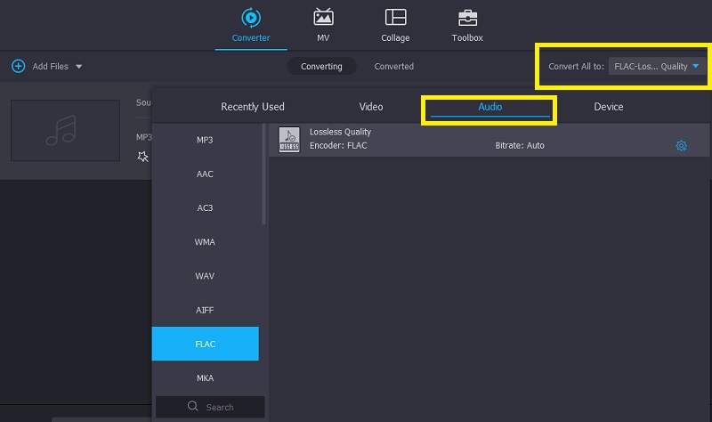 Vidmore プロファイルトレイを開く