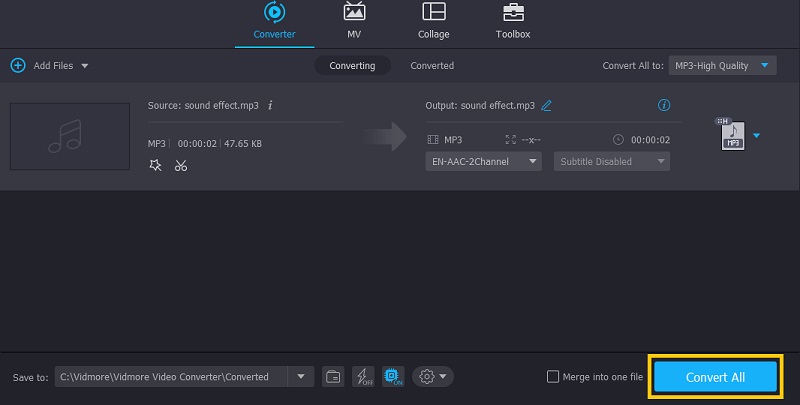 Vidmore 調整後の音声を保存