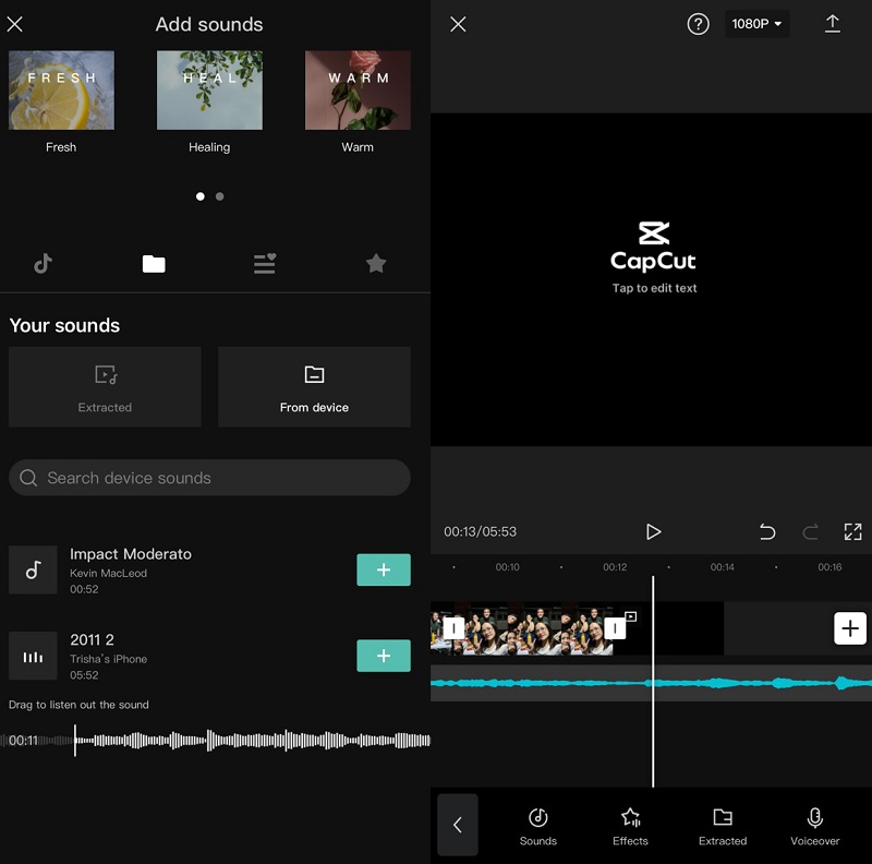 写真に音声を追加 CapCut