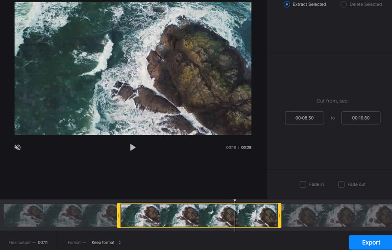 Clideo ASFトリム画面