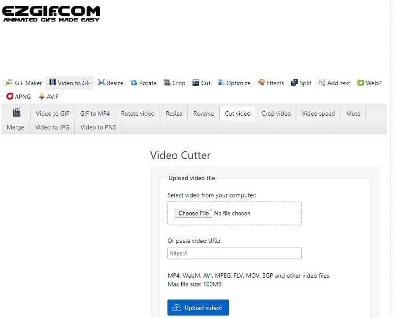EZGIF で動画をオンラインカット