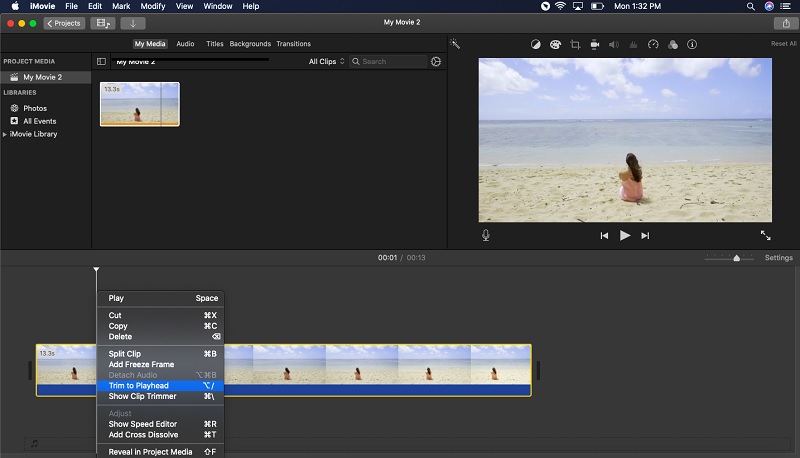 iMovieでWMVをカット