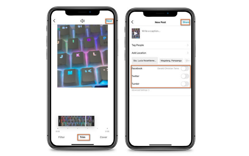 Instagram 動画シェア