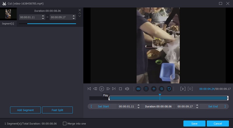カット操作へ進む Vidmore