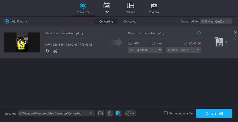 Vidmore 音楽付きスナップを保存