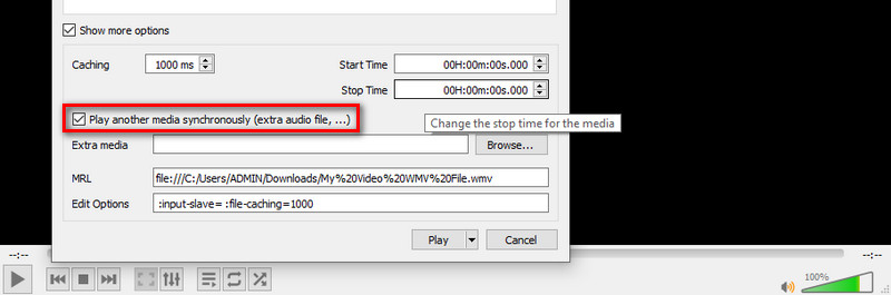 VLC 別のメディアを追加