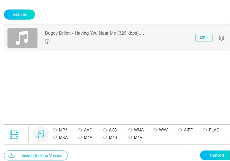 AUファイルを追加 Vidmore Online