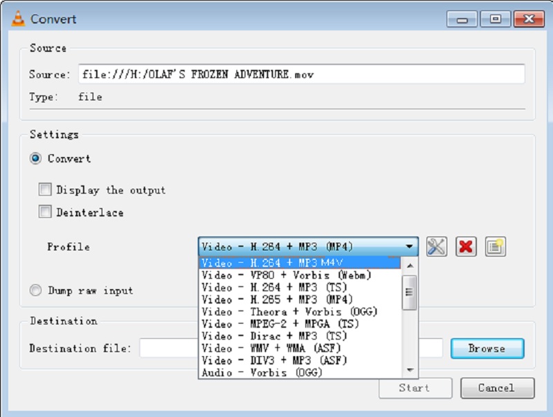 VLC で MKV を M4V に変換